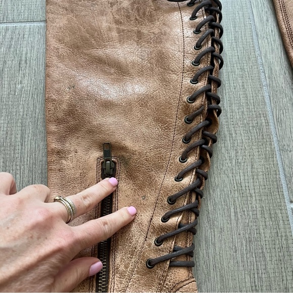 Bed Stu Women’s Distressed Leather Back Lace Tall Carmel Lux Boots- 8.5 - Picture 9 of 11